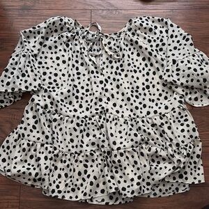 Polka Dot Ruffle Blouse